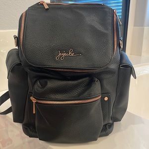 Jujube Forever Backpack- Diaper bag in Black Leather